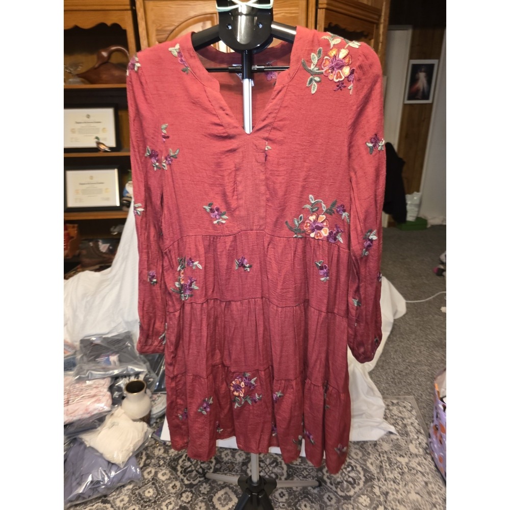 Fig & Flower Dress Size L Fully Lined 21" PTP, 39" Long Boho,Vintage Inspired.